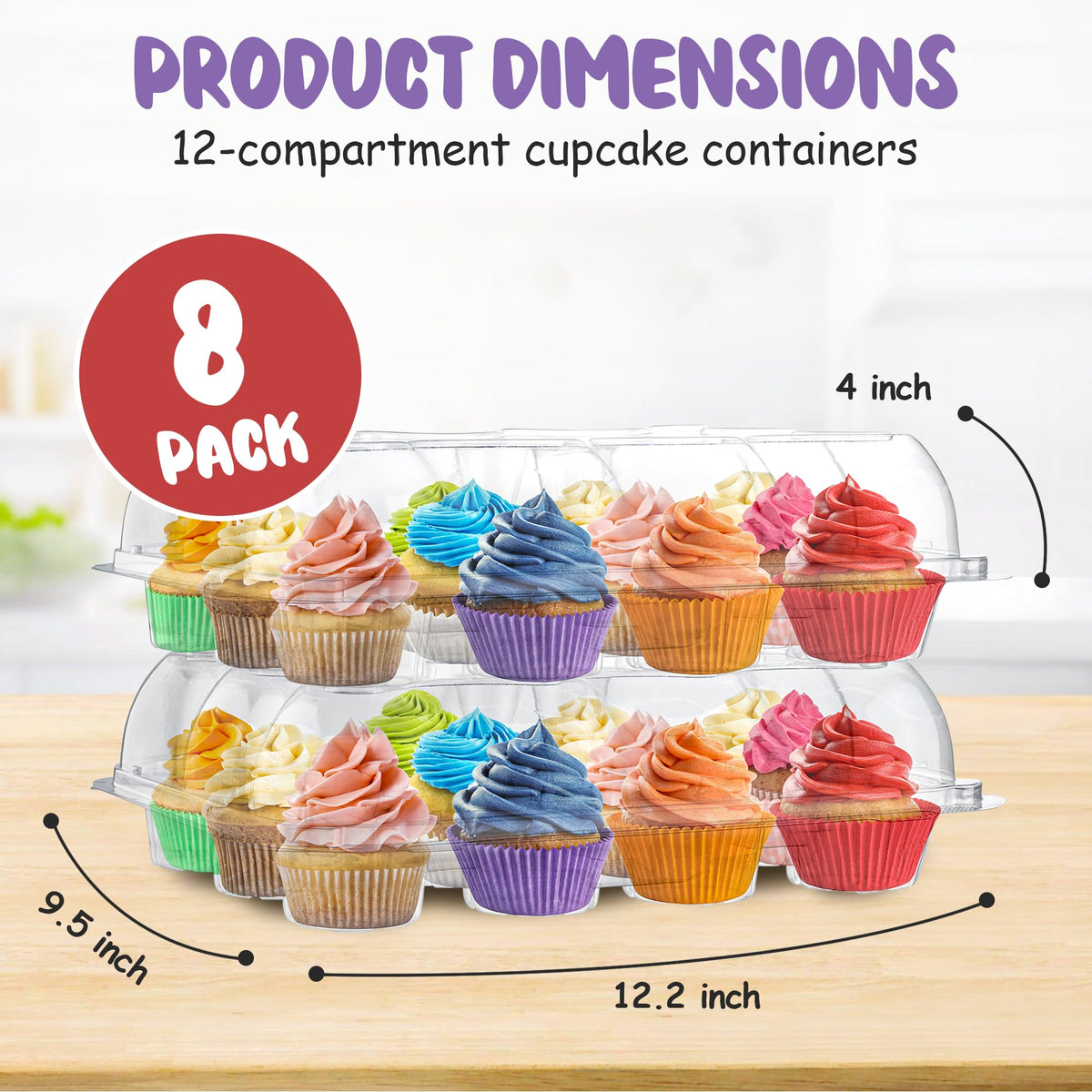 Supellectilem high-dome compartments protect cupcakes during transport and display.