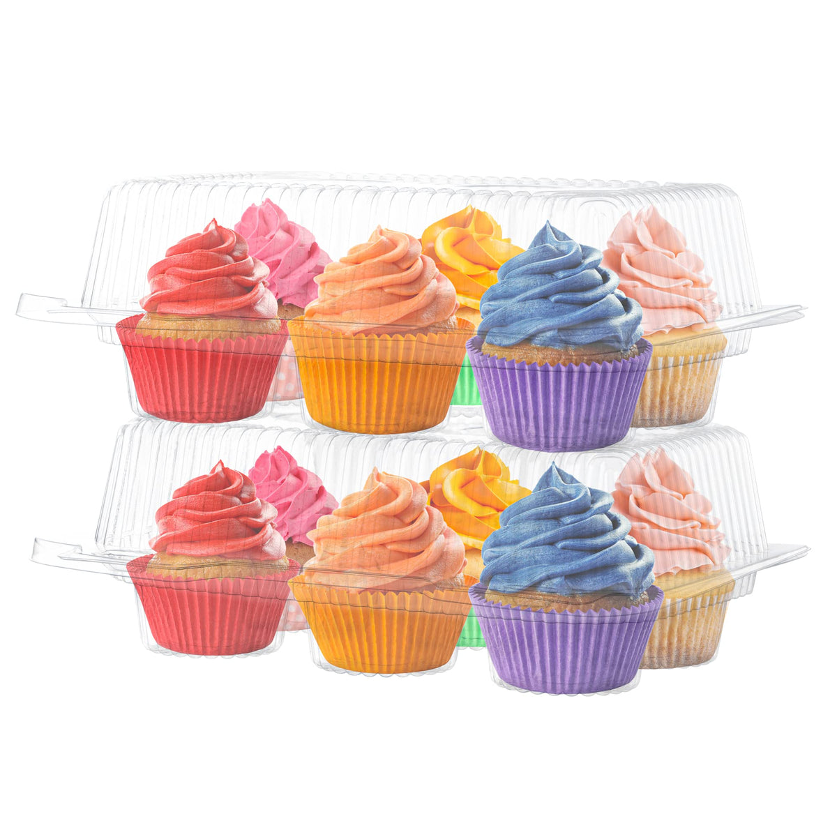 Supellectilem cupcake container with a high-top dome lid to protect icing.