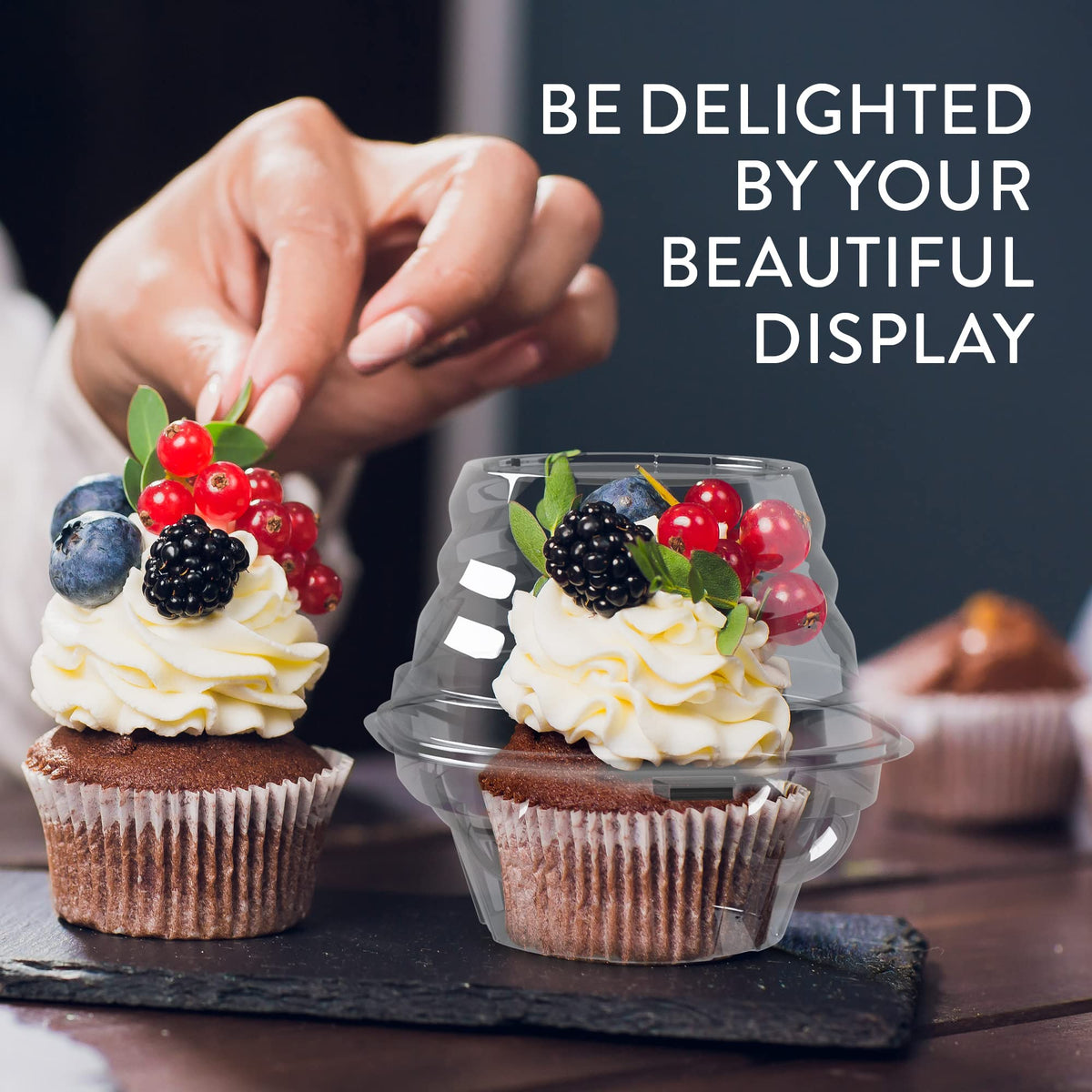 Supellectilem refrigerator and freezer safe cupcake container preserves treats.