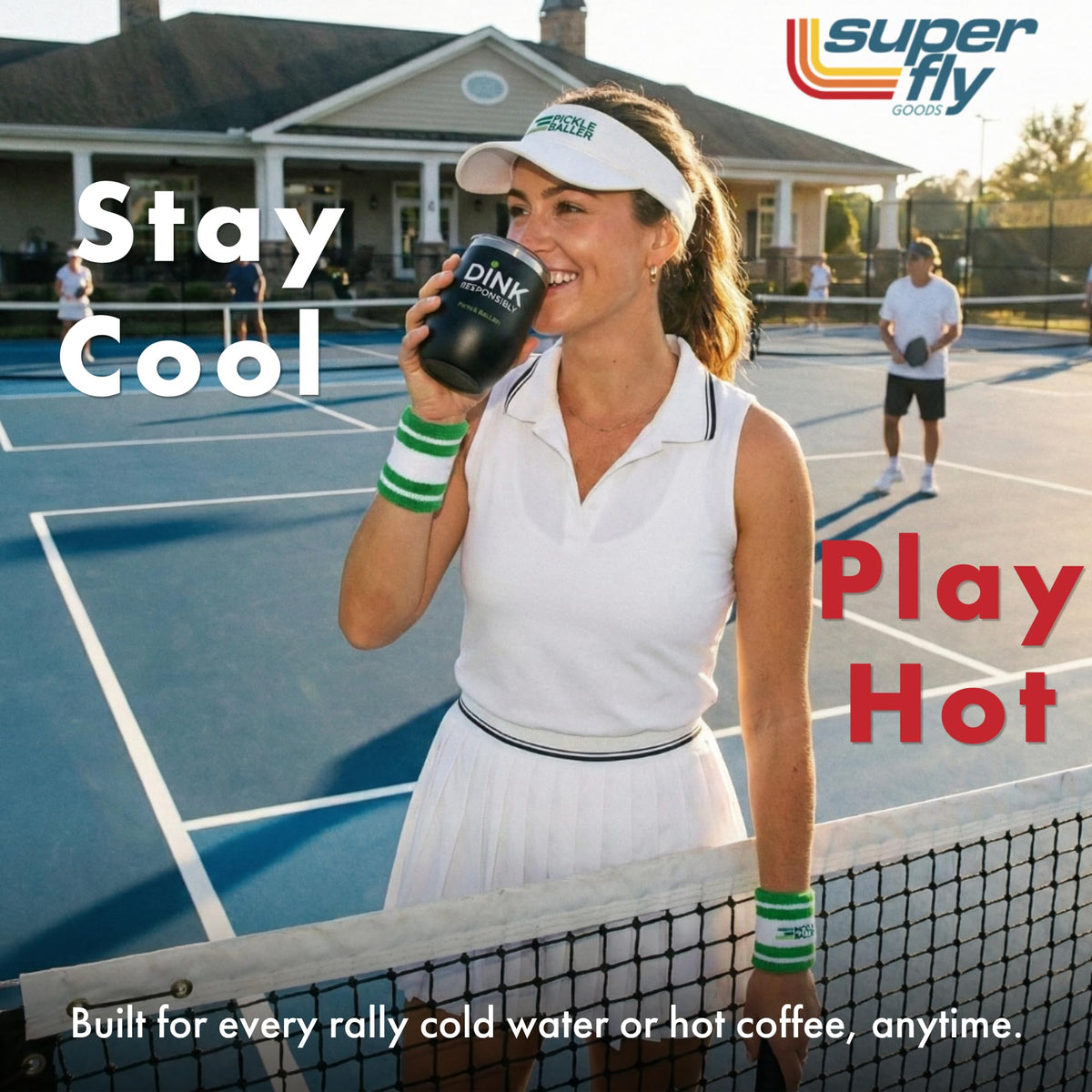 Super Fly Goods court-side companion for hot mornings and cool evenings.