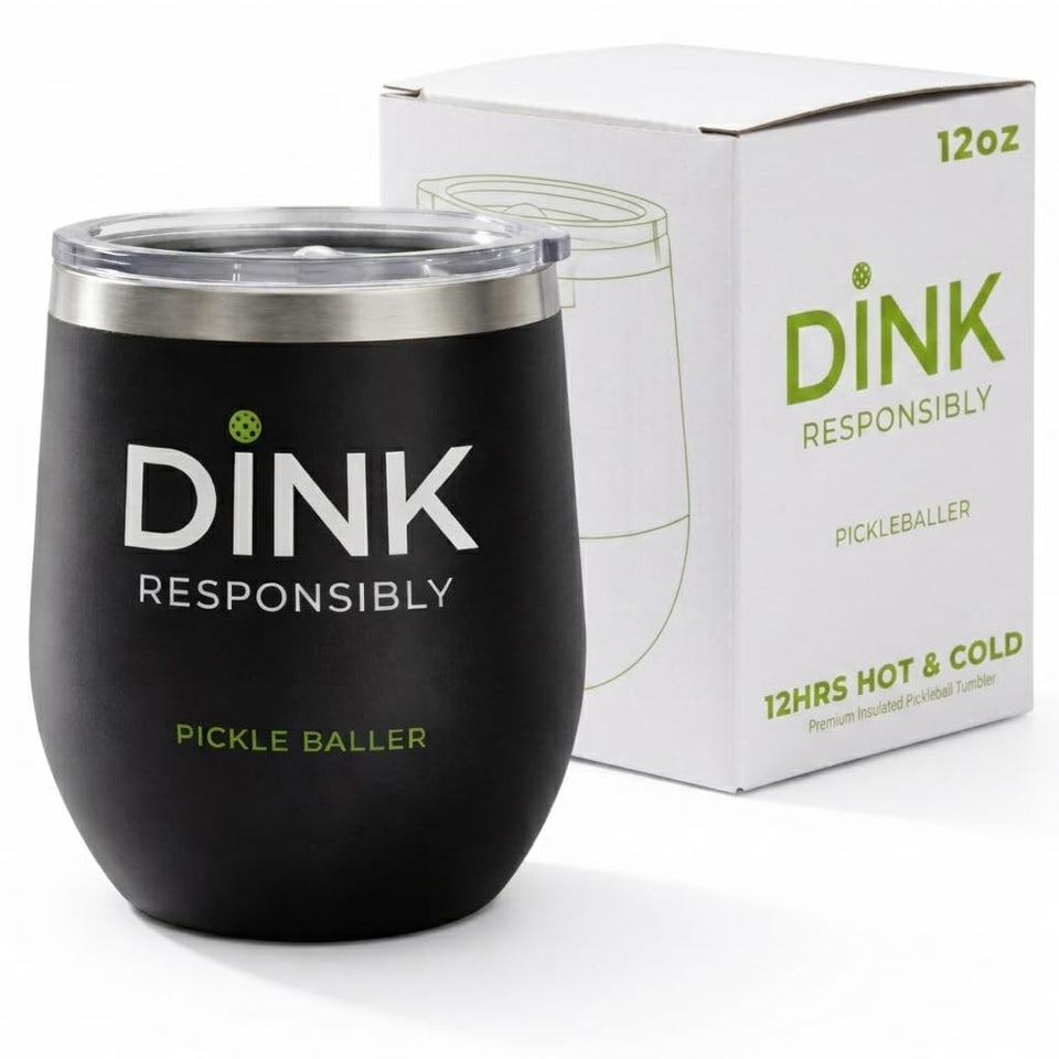 Super Fly Goods 12oz pickleball tumbler with lid keeps beverages fresh on the go.
