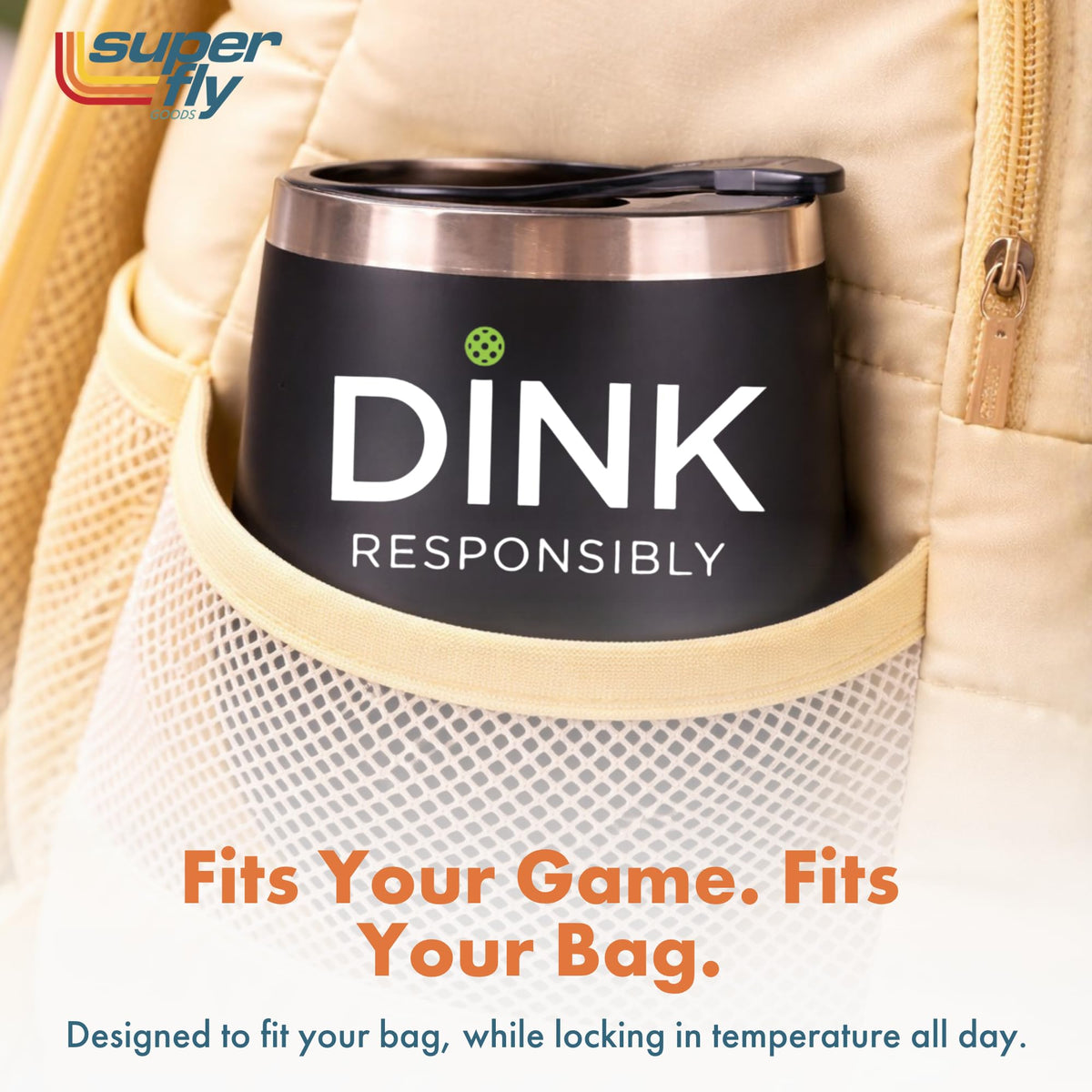 Super Fly Goods gift-ready pickleball tumbler for players and fans.