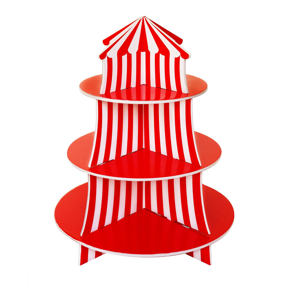 Super Z Outlet 3-tier cupcake stand with circus tent design for festive dessert displays.