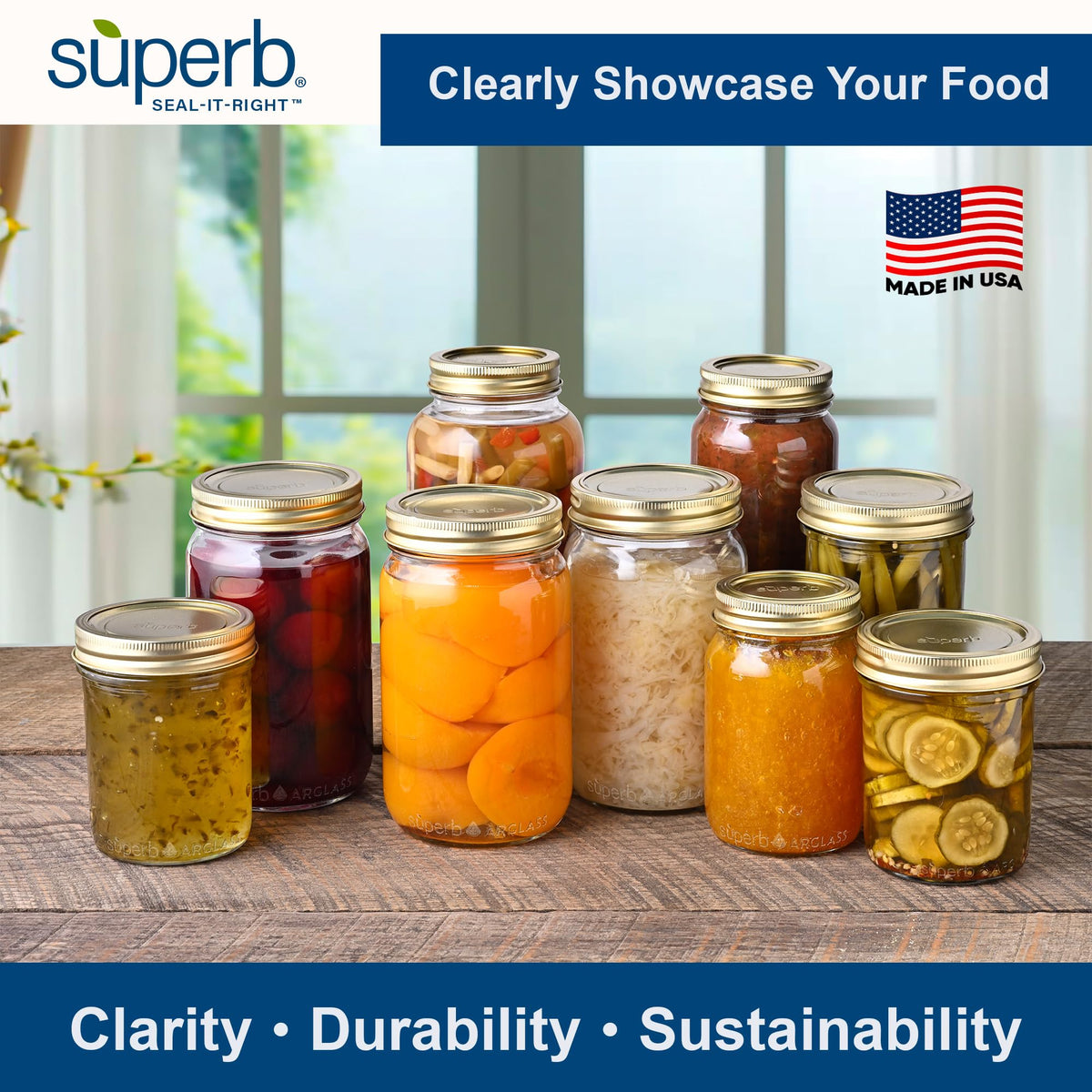 Superb Sealing Solutions regular-mouth lids with audible pop signal seal integrity after processing.