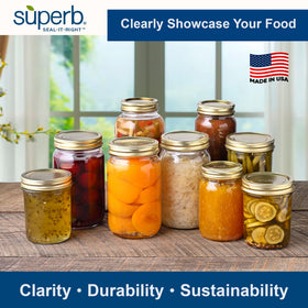 Superb Sealing Solutions regular-mouth lids with audible pop signal seal integrity after processing.