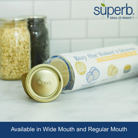 Superb Sealing Solutions lid close-up highlights patented BluSeal rubber.