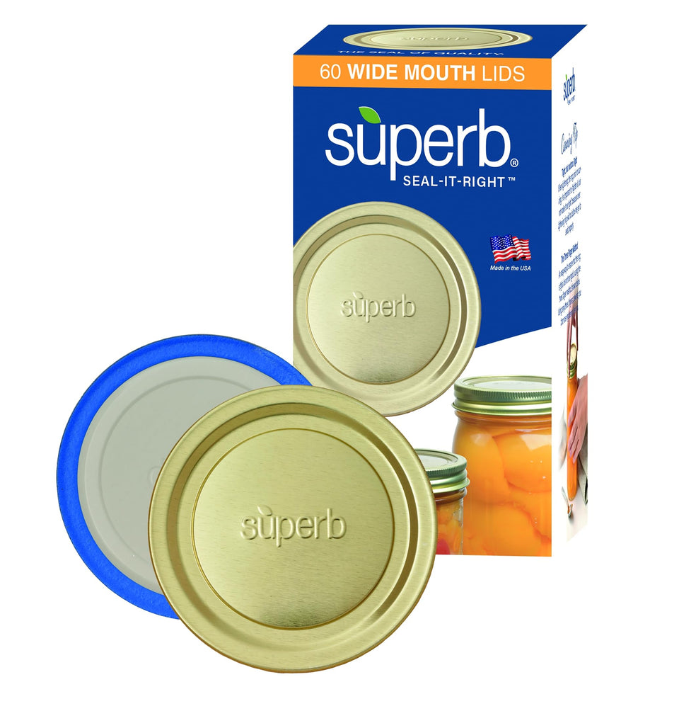 Superb Sealing Solutions wide-mouth lid with blue seal for strong adhesion
