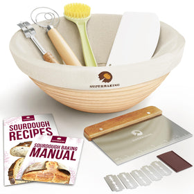 Superbaking banneton bread-proofing-basket 9-inch shapes round loaves evenly.