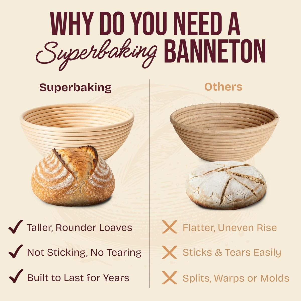 Superbaking dough scrapers and tools for clean prep and shaping.