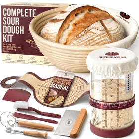 Superbaking Sourdough Starter Kit banneton spiral design for crusty loaves and airflow