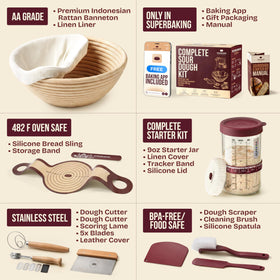 Superbaking Sourdough Starter Kit glass starter jar for easy fermentation monitoring