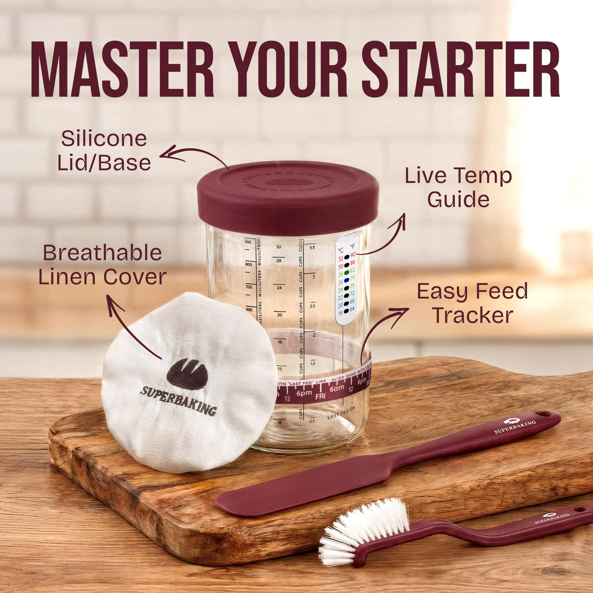Superbaking Sourdough Starter Kit reinforced banneton ensures durable daily use