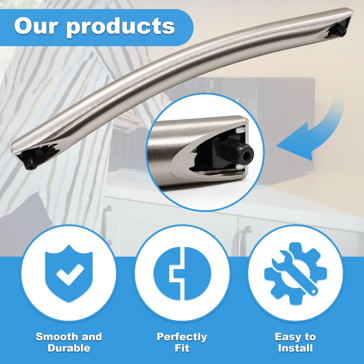SuperDi microwave door handle durable buckle detail emphasizes strength
