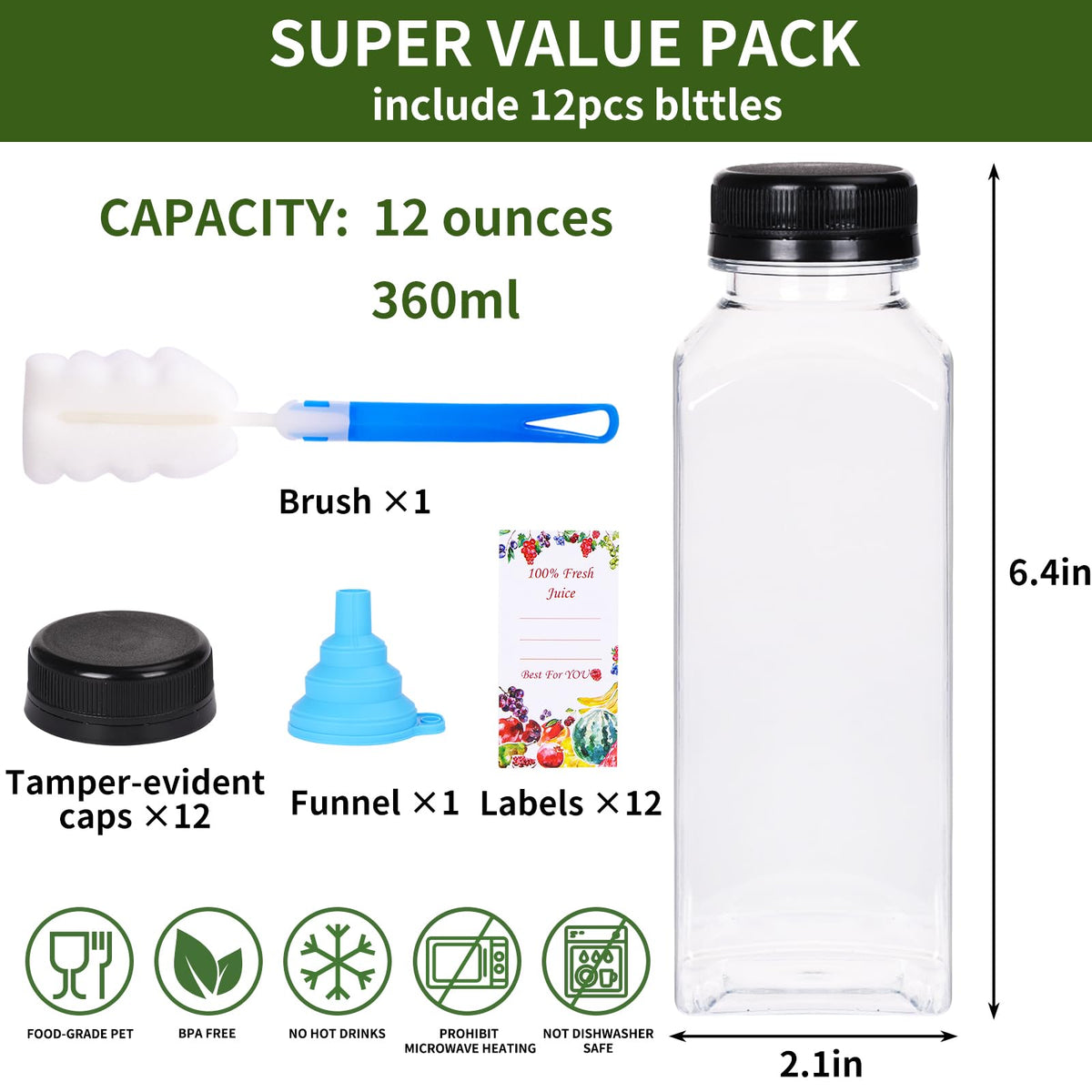 SUPERLELE clear plastic juice container for everyday use and easy visibility.