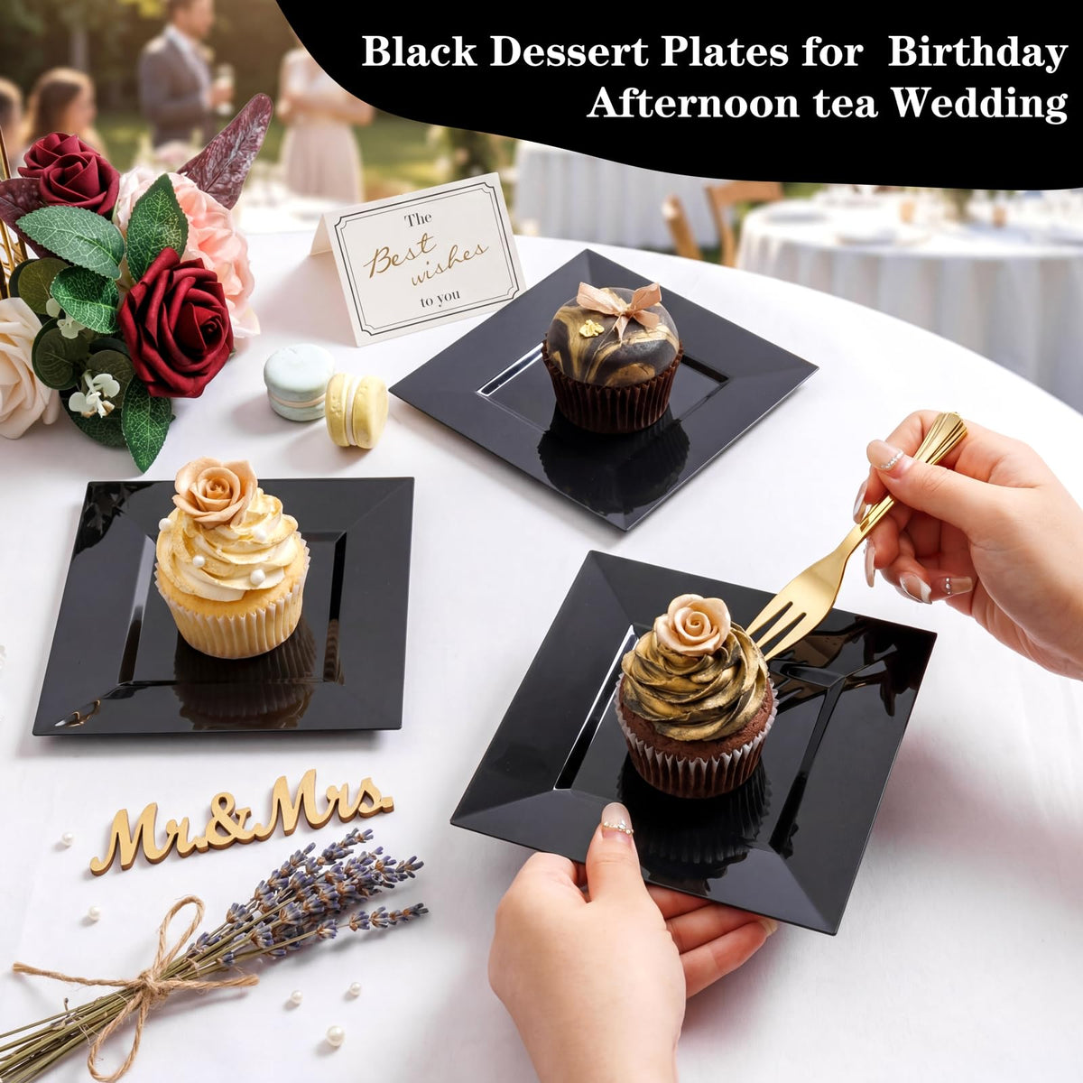 Supernal tableware for wedding receptions with dessert plates