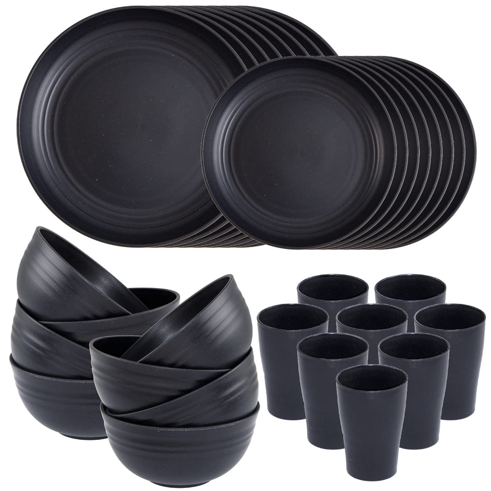 Supernal wheat straw dinnerware plates in black for daily meals