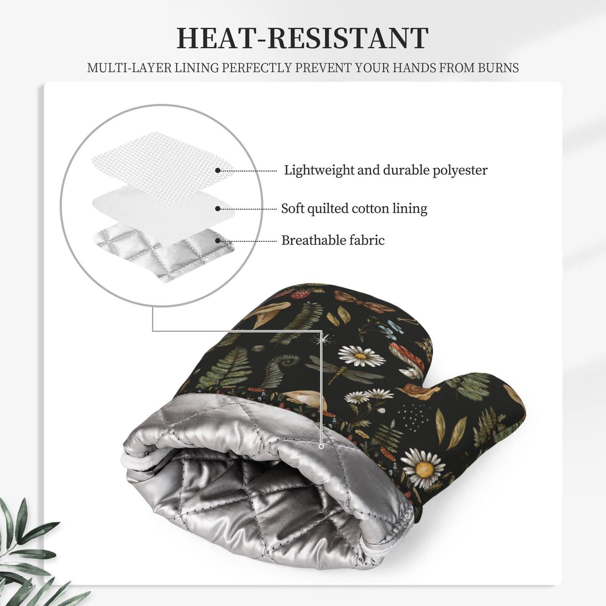 SUPLUCHOM non-slip grip oven mitt for secure lifting of pans and trays.