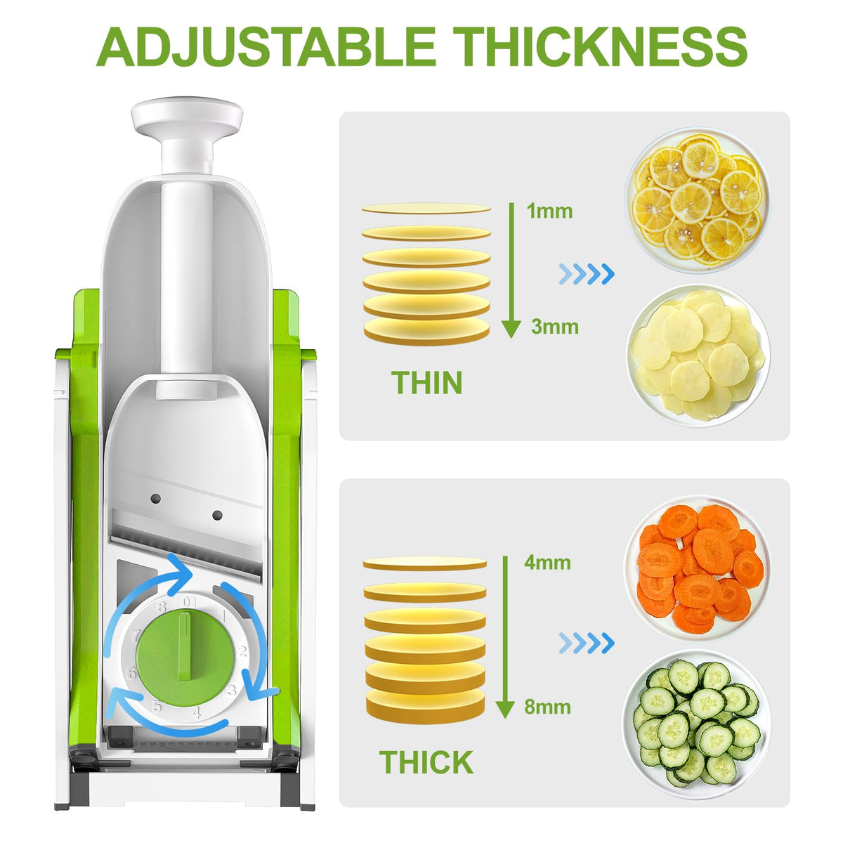 SupMaKin thickness control 0–8 mm for precise, uniform cuts.