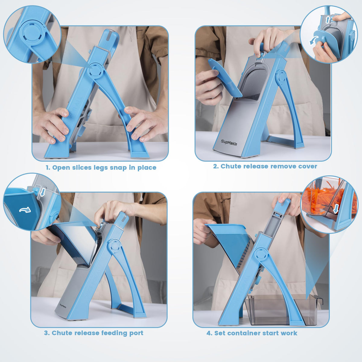 SupMaKin Compact folded size enables easy storage in small kitchens.