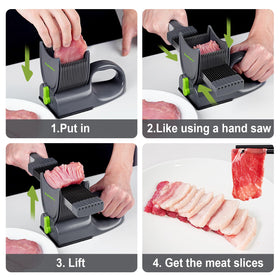 SupMaKin Fresh Meat Slicer with 17 blades ready for versatile cuts.