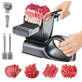 SupMaKin Fresh Meat Slicer assembled on counter for precise cuts.