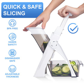 SupMaKin Safe Mandoline Slicer ergonomic non-slip base keeps stable slices.