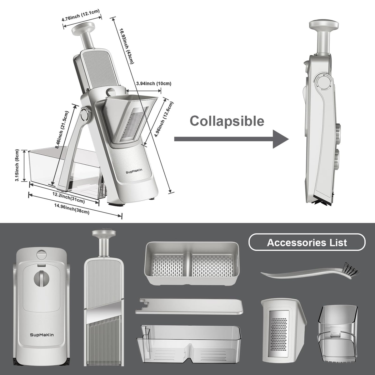 SupMaKin foldable, compact design fits in small kitchens and reduces clutter.
