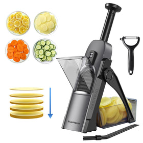 SupMaKin Safe Mandoline Slicer with handle for quick, hands-free vegetable slicing.