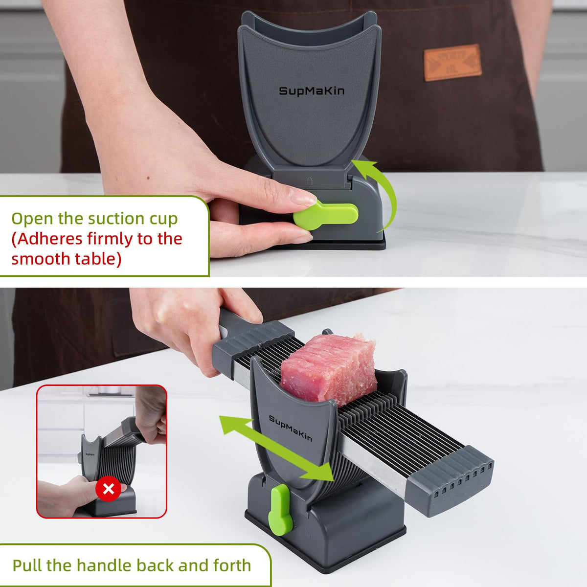 Stainless steel blades provide sharp, professional cuts.