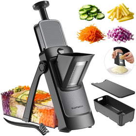 SupMaKin upgrade safe mandoline slicer side view for precise vegetable cuts.