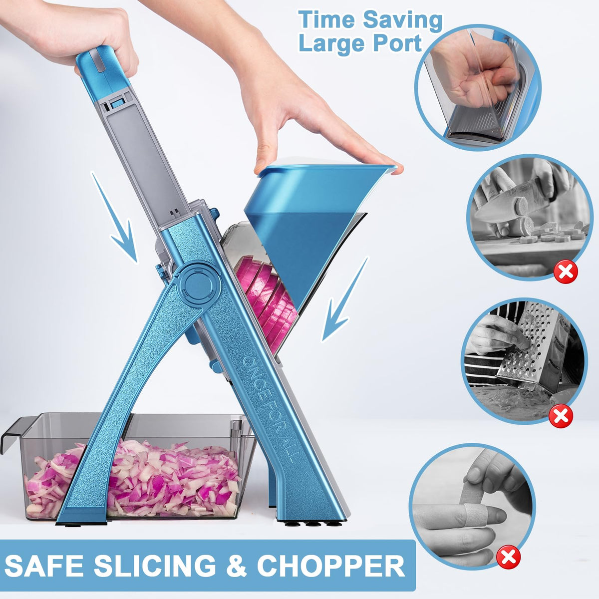 SupMaKin Vegetable Chopper with container saves time by handling larger batches.
