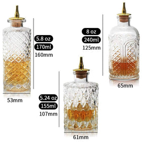 SuproBarware glass dash bottle with wide base enhances stability on bar