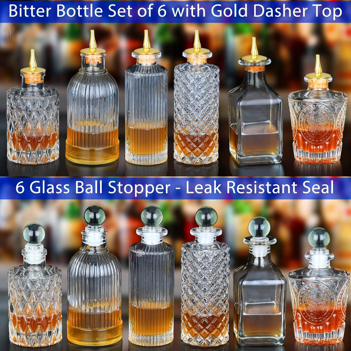 SuproBarware six-pack bottles organized and ready for everyday bartending.