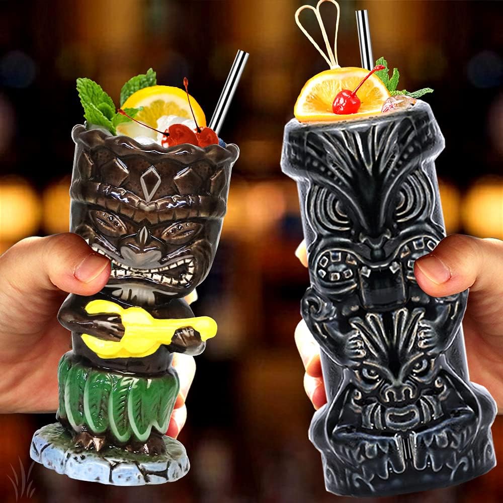 Durable ceramic tiki mug with glaze that preserves vibrant colors.