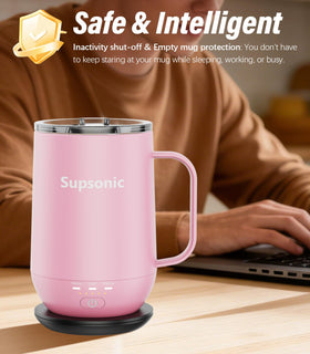 Supsonic 16oz self-heating mug charging dock beside mug