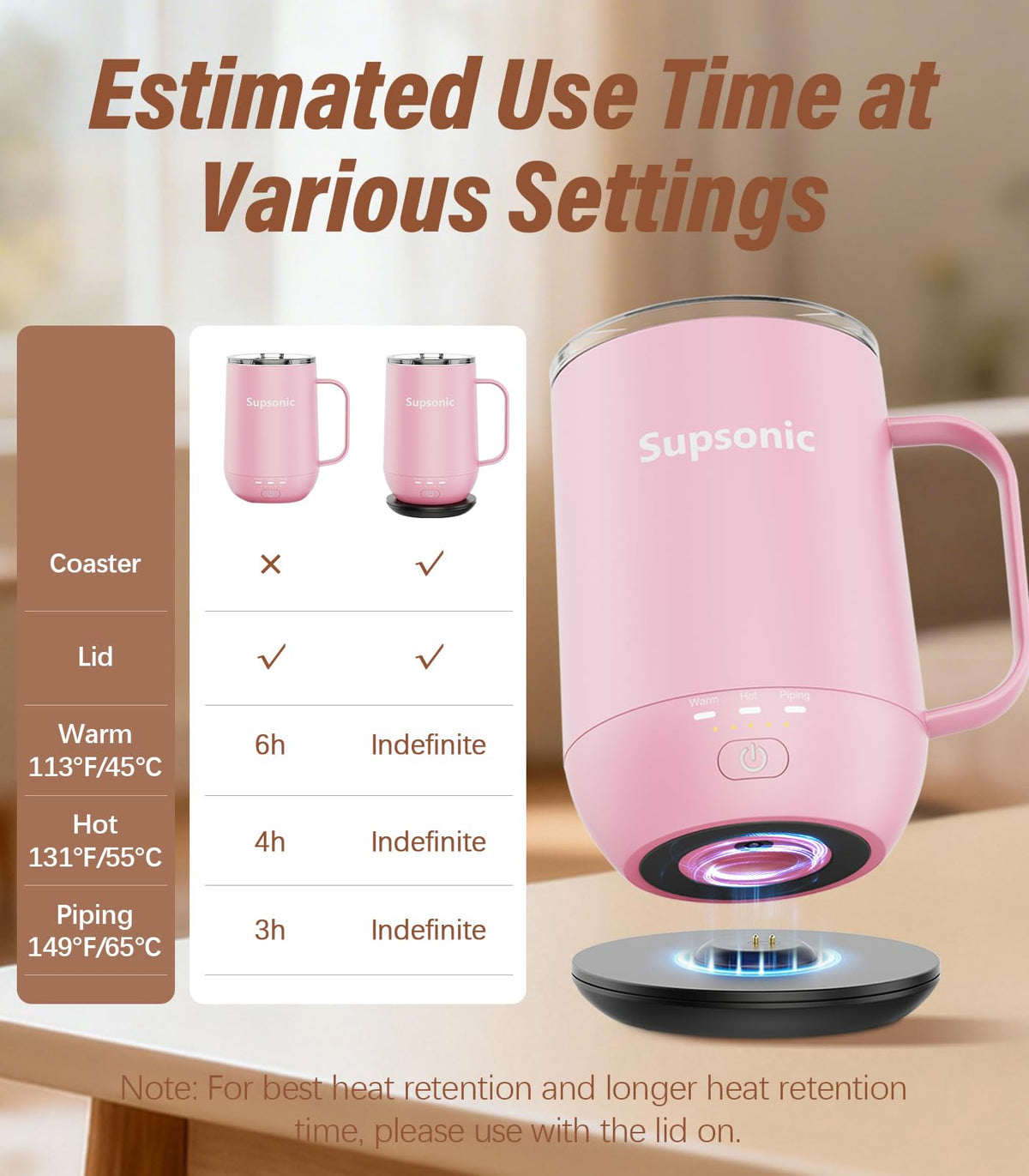 Supsonic 16oz self-heating mug gift-ready packaging