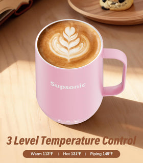 Supsonic 16oz self-heating mug temperature settings display
