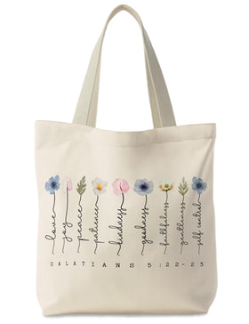 Supwhd Bible tote with Fruit of the Spirit graphic for daily faith-inspired carry.