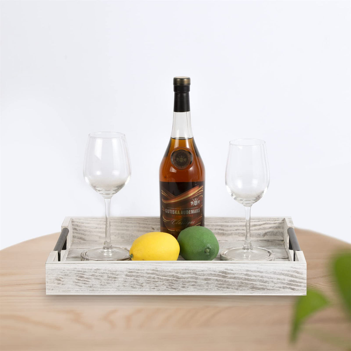 SUQANACY wooden tray with four coasters to protect surfaces