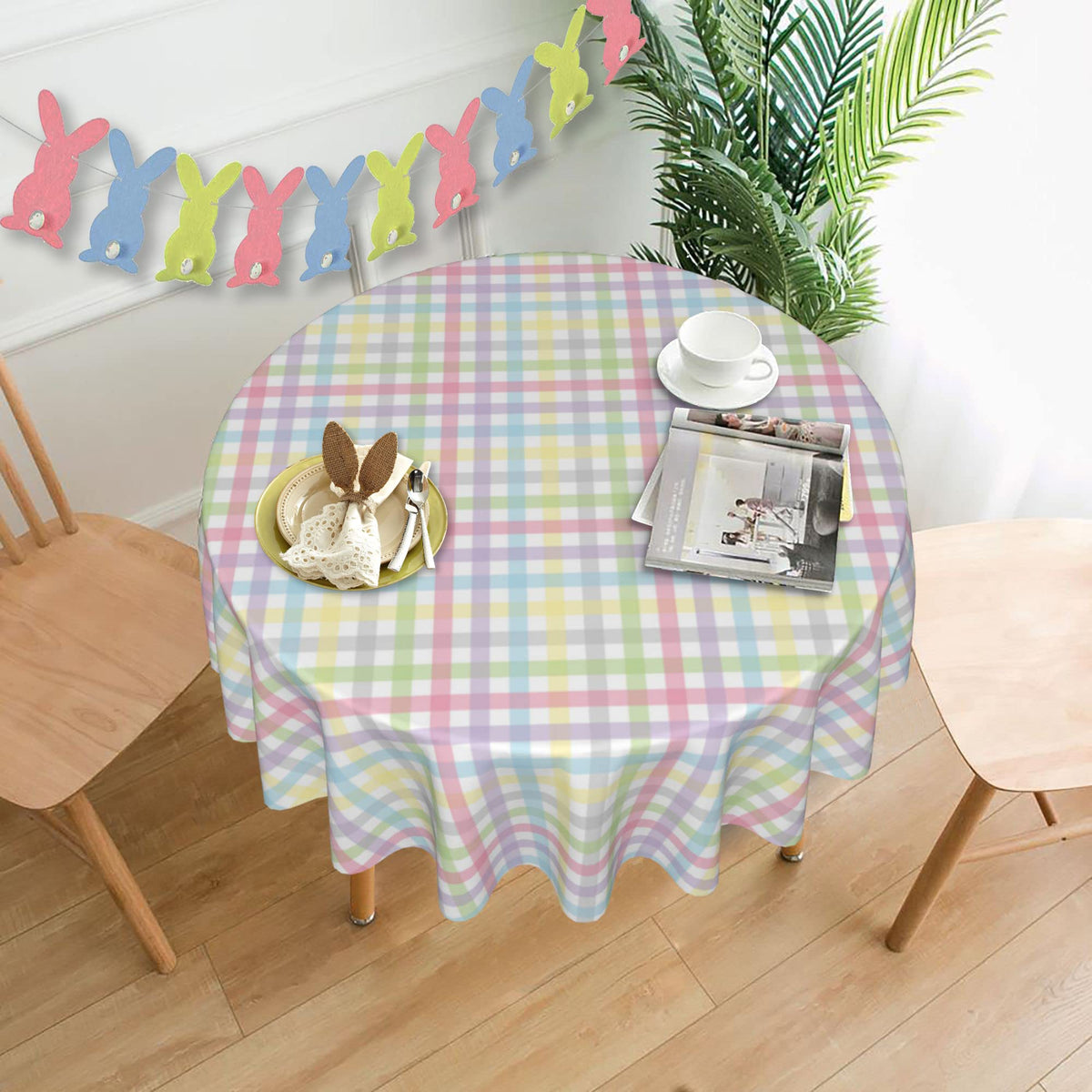 SuQKXCo round spring tablecloth provides full coverage for standard tables