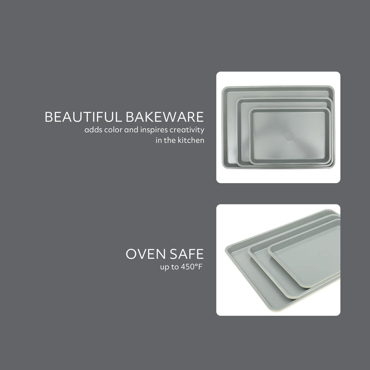 Sur La Table Bake Sale rolled edges maintain a flat, warp-resistant surface.