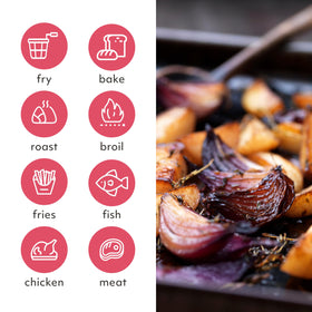 Sur La Table air fryer showcasing 10 presets for quick meals.