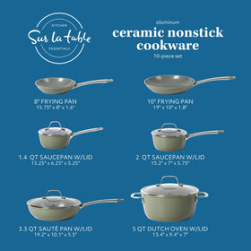 Sur La Table ceramic nonstick interior image illustrating easy food release and quick cleanup.