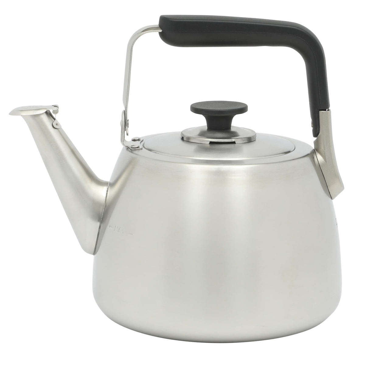 Sur La Table kettle in brushed stainless steel for durable everyday use.