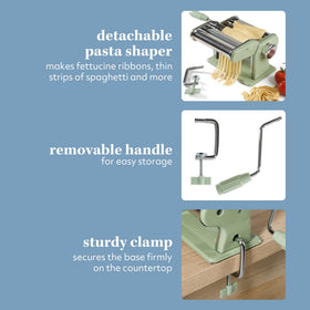 Sur La Table Va Bene cutting attachment supports versatile noodles like fettuccine and spaghetti.