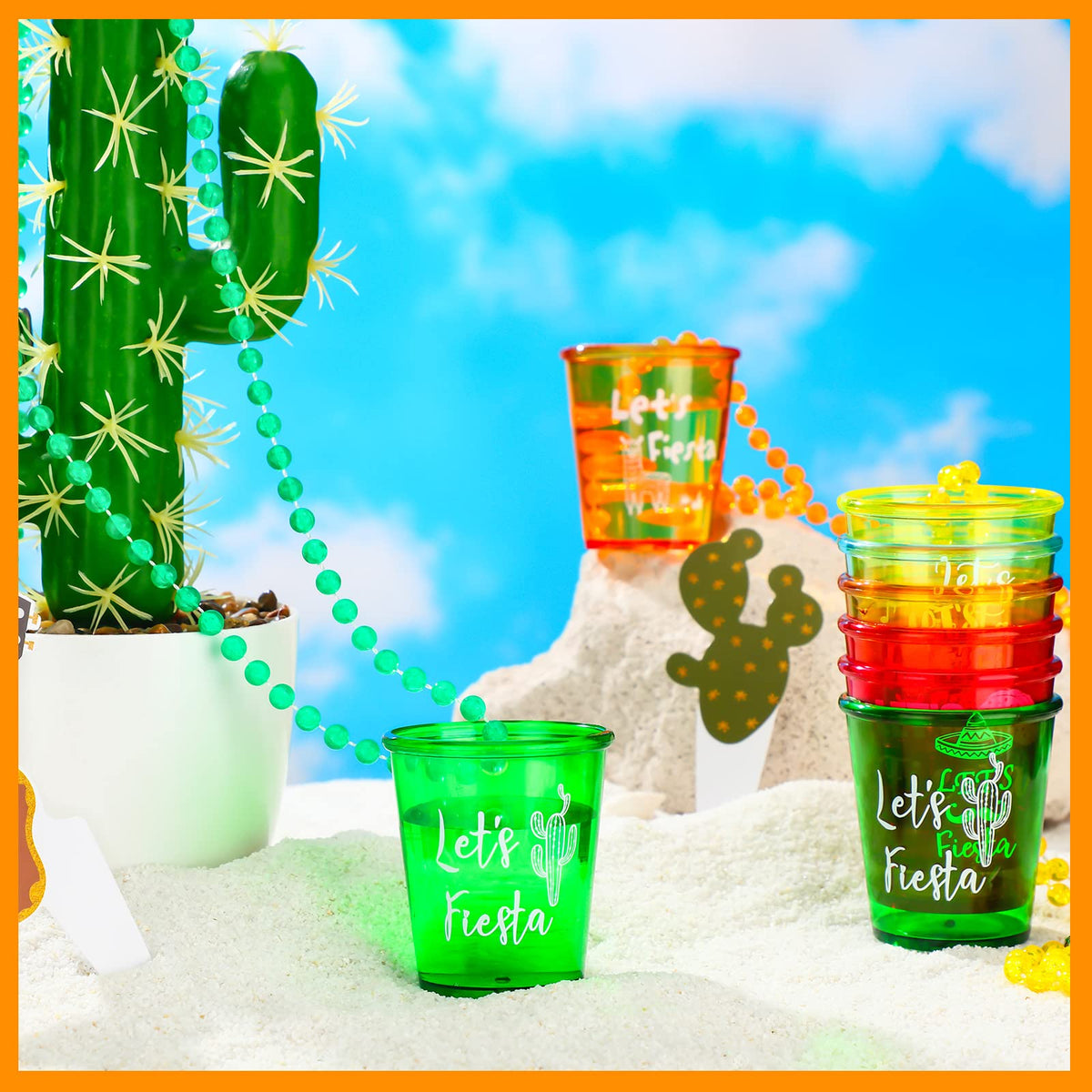 Sureio bachelorette fiesta necklaces design highlighting colors and playful shapes.
