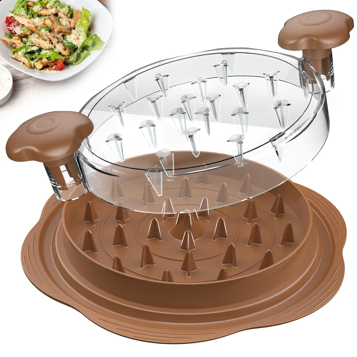 SURETIVIAN chicken shredder large with twist action and visible lid for quick, even shredding