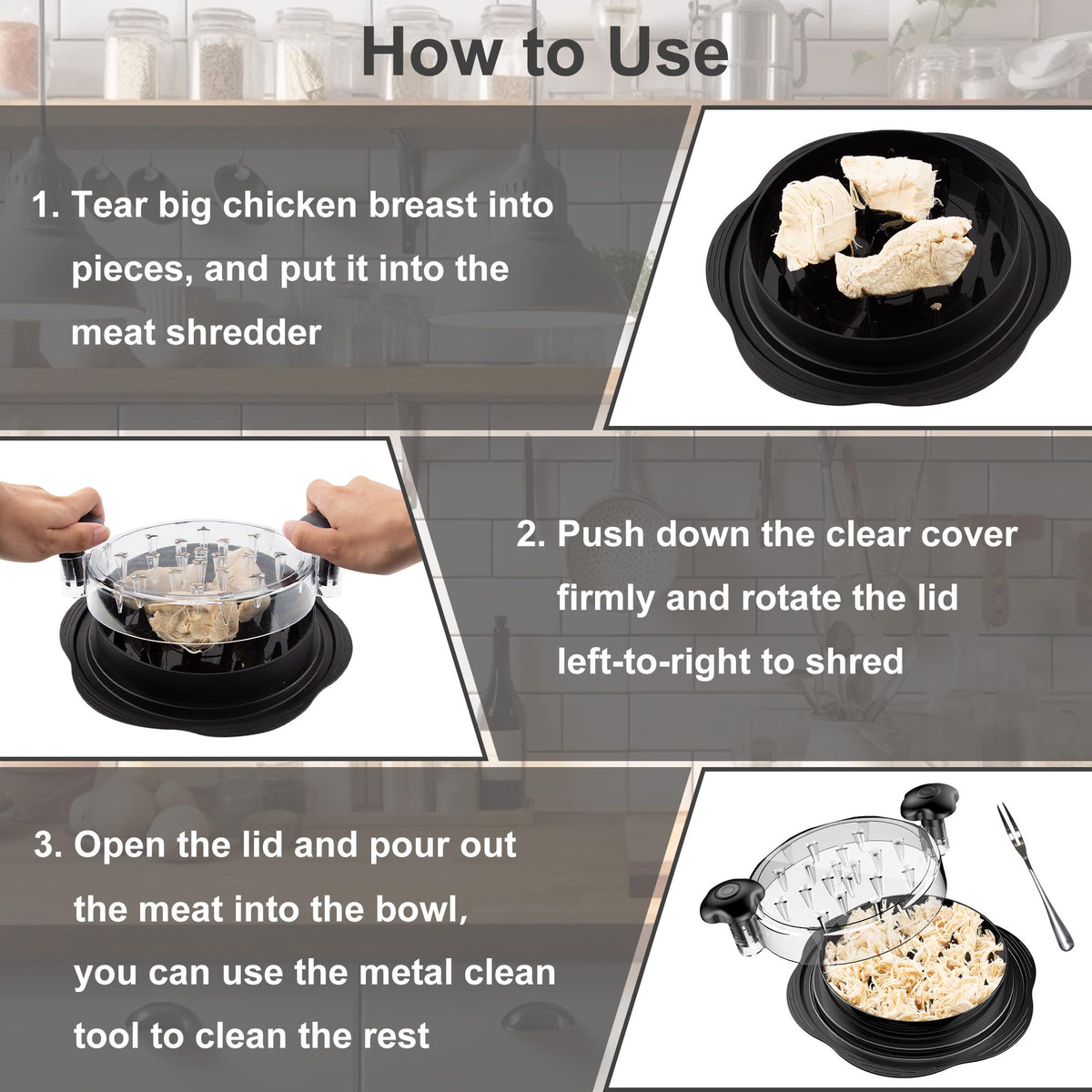 SURETIVIAN chicken shredder large two-tone design adds style to the kitchen.