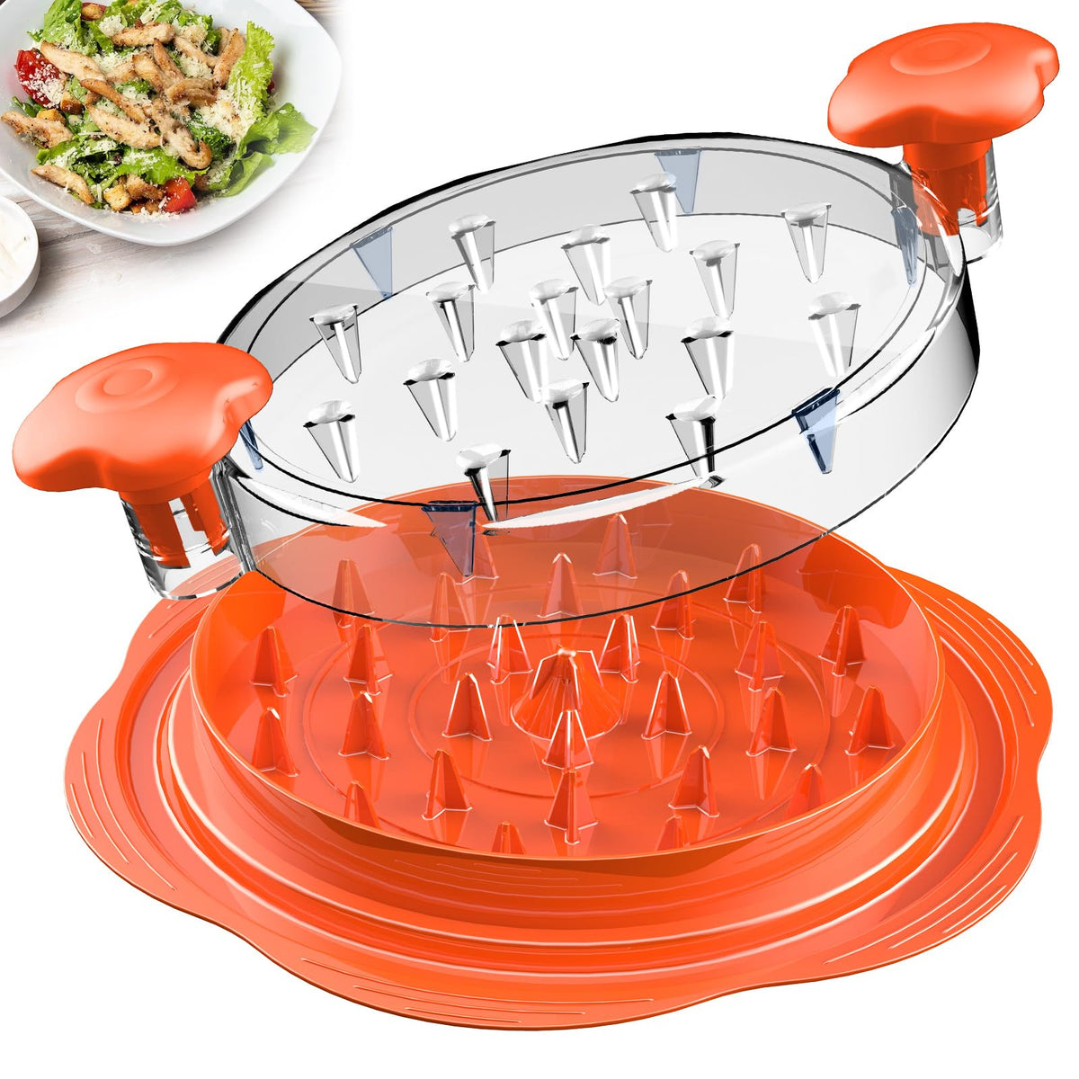 SURETIVIAN chicken shredder with visible lid for quick, even shredding.