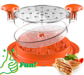 SURETIVIAN chicken shredder with removable plate showing quick, mess-free shredding.